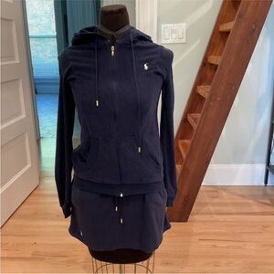 Ralph Lauren terry cloth set Navy Hoodie and Skirt Set